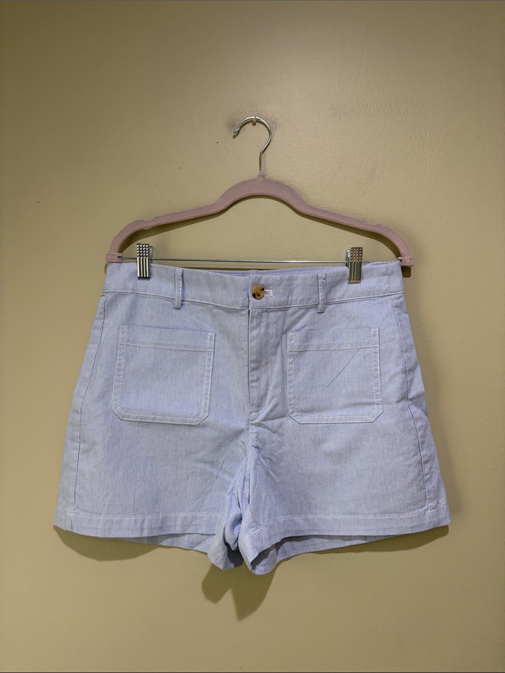 🔥J. Crew Factory Light Blue striped Women's Patch Pocket Shorts